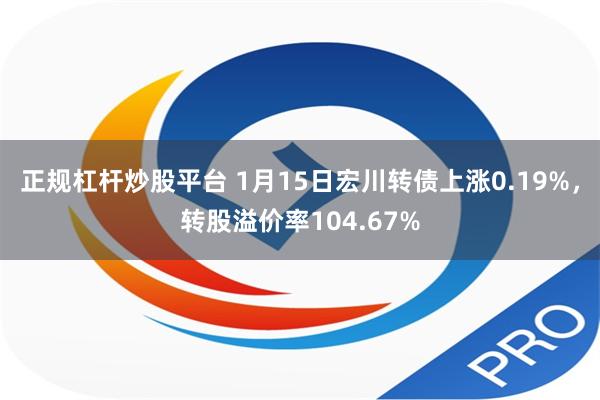 正规杠杆炒股平台 1月15日宏川转债上涨0.19%，转股溢价率104.67%